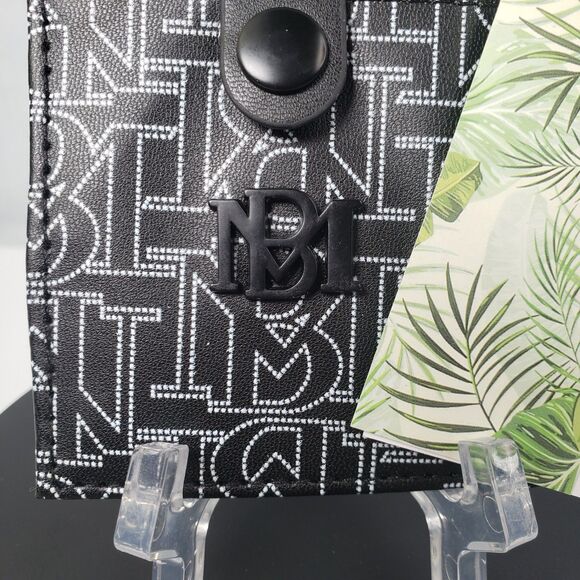 Badgley Mischka Black Credit Card Holder With Tab Vegan Leather Unisex - Picture 6 of 15